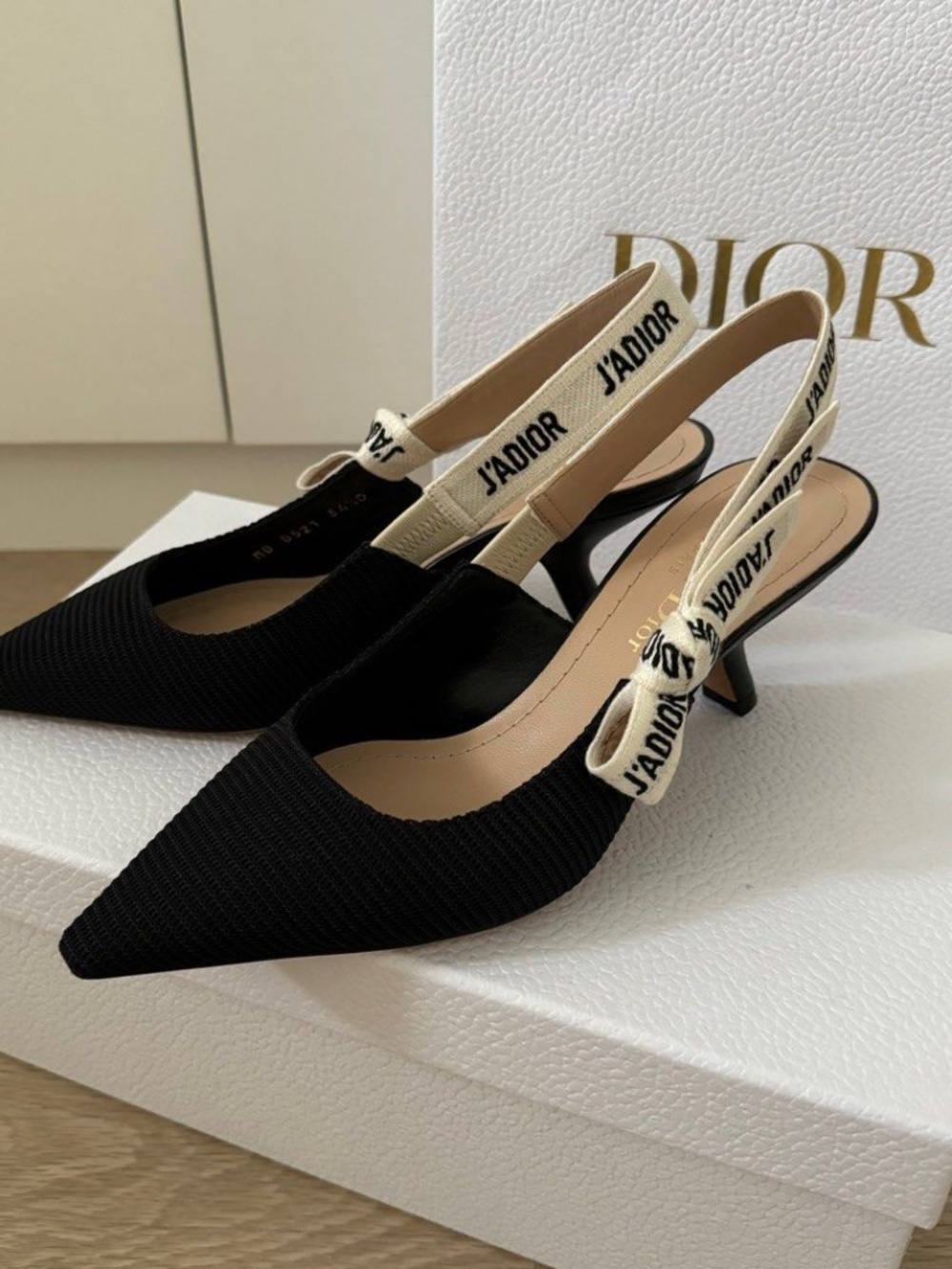 Christian Dior Black Slingback Kitten Heels with J’adior Strap